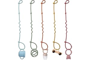 FUTUHADA 5 Piezas Cadenas Chupetes Silicona, Correas de Juguete para Bebé Ajustable, Cinturones de Seguridad para Juguetes, Prendedor Cordón Chupete Bebe para Cochecitos Cunas Tronas