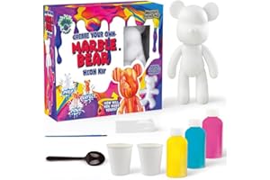 Splat Planet DIY Fluid Marble Bear Kit – Acrylic Paint Pouring Set for Kids & Adults | Drip Art Craft Kit & Creative Gift | Paint Your Own Marble Effect Bear (Neon Kit)