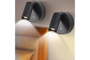 PORFOYO 2pcs Applique Liseuse À Commande Tactile, Led Lampe De Lecture, Lampe Murale Sans Fil Rechargeable Usb, Applique Murale Led, Tactile Gradation, 3 Modes De Couleur Pour Chambre Salon Lecture(Noir)