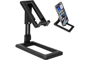 JUGNAW Support Portable de Téléphone Portable Pliable de Bureau, Réglable en Hauteur et Angle, Conception Antidérapante, Compatible avec Tous les Smartphones, Idéal pour le Bureau, la Maison et les Voyages