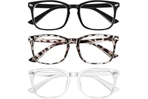 Ougenni Blue Light Blocking Glasses for Women Men Fashion Computer Screen Gaming TV Eyeglasses, Anti Eyestrain & UV Glare Glasses 3 Pack