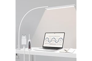 BIENSER Lampa Biurkowa LED z Zaciskiem (Gooseneck - Biały)