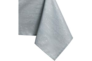 AmeliaHome Nappe Effet Lotus déperlant Polyester Argenté Vesta 150x350 cm