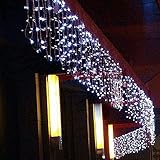 Tenda Luminosa di Natale，SOLMORE 4m x 0.6m 120 LEDs Luci Tenda Finestra stringa fata per Decorazione Interno ed esterno Natale Xmas stringa fata nozze Luci della tenda 220V