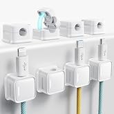 smofish Cable clip holder, 8 pack magnetic work table cable organizer management, phone charging cable holder, powerful y