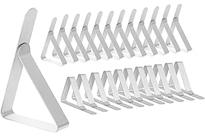 Flearitzo Pinzas para Mantel 24 Clips para Mantel de Acero Inoxidable Sujeta Manteles antiviento picnics y Fiestas（Plateado）