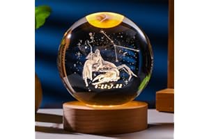 Besot Laser Gravierte Sternzeichen Kristallkugel Miniatur 3D Kristall Handwerk Dekoration Glas Kugel Dekoration Zubehör Geschenk (Cancer, 2.36 Inches)