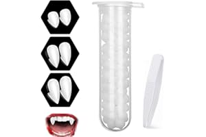 WEQNGIU 3 Paar Vampirzähne mit Klebstoff, Halloween-Party-Reißzähne, Werwolf Cosplay Horror-Gebissprothesen Vampir-Gebiss Requisiten Horror-Party-Geschenke