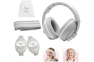 GUKOY Baby Ear Defender 2-in-1 for Babies and Toddlers up to 4 Years, CE & UKCA Certified - Noise Reduction Earmuffs - Comfortable Baby Headphones Against Hearing Damage & Improves Sleep