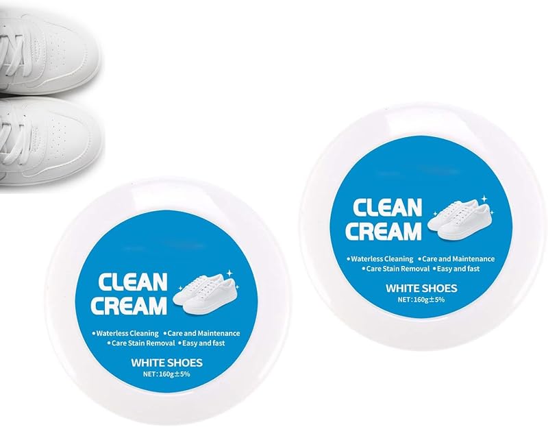 Weisse Schuhe Reinigungscreme, White Shoe Cleaner und Sneaker Reiniger, Schuhreiniger Clean Cream, Schneller Fleckentferner für White Sneakers und Leder, Ohne Waschen