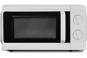 SMETA Mikrowelle, Solo-mikrowellen 700w, 17L Mikrowellen, Weiße Kleine Microwelle mit 6 Kochleistungsstufen, Mikrowelle mit Drehteller, Manuelle Steuerung, Mikrowellen-Öfen Schnellauftaufunktion