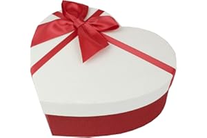 Emartbuy Scatola Regalo, 19 x 17 x 7,5 cm, Scatola Rossa Con Coperchio Bianco e Nastro