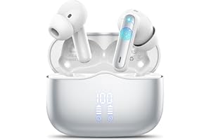 XINWLD Auriculares Inalambricos Bluetooth, Auriculares Bluetooth 5.3 Ultraligero con 4 Mics, 2024 HD Estéreo Cascos Inalambricos Cancelación de Ruido ENC, USB-C, Auriculares in Ear 40H IPX7 Impermeable,Plata