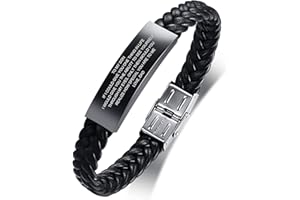 PJ JEWELLERY Son Gifts for Boys Leather Bracelet - Black Braided Leather Bracelet Engraved Inspirational Quote for Boy, Personalised Mens Bracelets, To My Son Bracelet from Mum Dad Gift for Birthday Christmas
