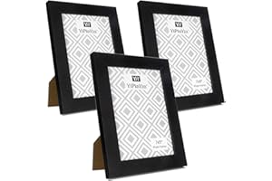 YIPINYIN 7 x 5 inch Black Picture Frames With Glass Window Set Of 3,5 x 7'' Garllery Photo Frames Width Of Frame 2.5cm,photo frame with a delicate Wooden grain texture For Wallmounted & Desk Top