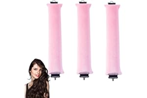 GUEGINE Heatless Hair Curlers Overnight Blowout Rods Heatless Curling Rod Diy Hair Styling Tools Hair-Friendly Overnight Curls Jumbo Rods for All Hair Types 3PCS(Pink)