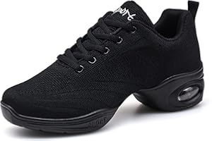 CERYTHRINA Chaussures de Sport Jazz pour Femmes Chaussures d'entraînement à la Danse de Danse de Marche Sportive de Zumba Athletic à Lacets Maille de Coussin d'air Fitness Femme Sneakers