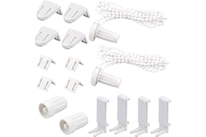 CATIME 2 Sets 17mm Kit di Riparazione per Tende a Rullo, Staffe di Ricambio Plastica, Meccanismo Raccordi di Tenda a Rullo, Set di Pezzi di Ricambio Completo con Catena di Perline per Riparare Tende