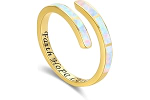 TWOOWL Glaube Liebe Hoffnung/Ich kann alles machen Ring 925 Sterling Silber Opal Ring Schmuck Verstellbarer Ring Damen Mädchen Frauen