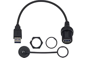 Duttek USB Flush Mount Cable, Cavo di prolunga a pannello singolo USB 3.0 con fibbia per cruscotto auto, camion, barca, motocicletta 30 cm/12 pollici