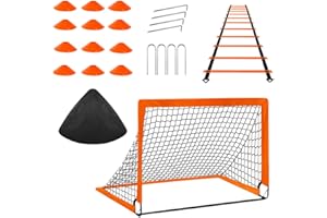 Football Goal, JARAGAR Folding Portable Outdoor Kids Football Goal Set for Backyard 6x4 Ft football Net,12 Soccer Cones, Agility Ladder & Carry Bag, football Training Equipment for Kids Youth Training