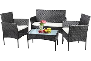 Panana Rattan Garden Furniture 4 Piece Set Table Sofa Chair Patio Outdoor Conservatory Indoor Mixed Grey