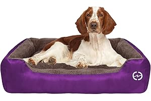 FRISTONE Dog Beds Medium Washable Pet Basket Orthopedic Kennel Bed for Small Large Dogs Deluxe Fleece Cushion Blanket XL Fuchsia 32x24in