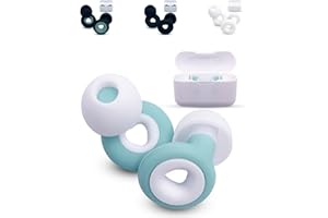 DEVITA Tapones Oidos Ruido Dormir de Silicona. Cancelación de Ruidos 32dB. Para Dormir, nadar, estudiar, antironquidos. (Blanco-Turquesa)