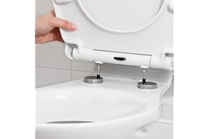 SA Products Quick Release Toilet Seat - with Soft Close & Quick Release Hinges for Easy Cleaning - Universal Bathroom Bowl Seating with Thermoset Lid, ABS Cylinder, Fixings - 44.1x36.5x5cm, White