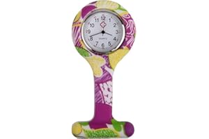 Sanwood Montre gousset d'infirmière en silicone avec motif broche.