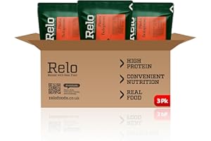 Relo Pasta Bolognese | 350g Ready-to-Eat Survival Food Pouches | Camping Food Pouches with High-Protein (34g), High-Fibre, Low-Fat, Low-Sugar, Low-Cal, Low-Carb, Keto-Friendly (3 Pack)
