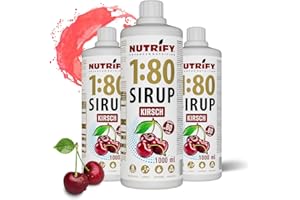 NUTRIFY Vital Fitness Drink 1:80 Sirup 3x 1 L Vorteilsset - Kirsche, Getränkekonzentrat mit Vitaminen und L-Carnitin zuckerfrei - ergibt 240 Liter Sportgetränk kalorienarm 3er Pack, 3x 1000 ml