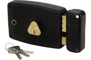 Bricard 1841 Serrure en applique horizontale fouillot 2 entrées Cylindre 5 Goupilles droite, Noir