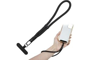 SRLWMYI Cordon Telephone Portable Lanyard, Réglable Chaîne de Téléphone Cordon Courte Universelle Poignet, Anti-perte avec Patch Ultra Fin Lanière Sangle de Compatibles avec Porte-clés Clé, Noir
