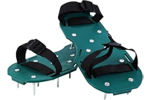 H-YEEU Rasenlüfter Schuhe, Rasen Aerifizierer Vertikutierer Nagelschuhe Rasenbelüfter Mit 2 Riemen Für Perfekte Belüftung, Universalgröße Passend Für Schuhe Oder Stiefel Für Den Rasengarten Grün