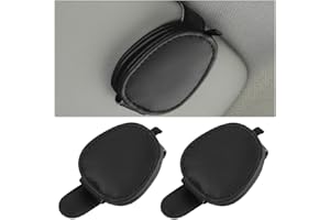 Axroad Mall 2 Pcs Sunglasses Holder for Car Sun Visor, Magnetic Leather Eyeglass Hanger Clip Universal Car Visor Accessories Car Glasses Clip for Men & Women (Black)
