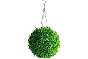 Maodom Artificial Boxwood Topiary Balls With Hanging Chains, Solar Lantern LED Outdoor Charging Induction Yard Solar Light, Indoor Outdoor Artificial Plant Ball Wedding Decoration