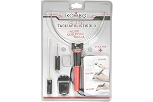 KOMBO - Tagliapolistirolo Elettrico 3 in 1 con Arco a Filo, Lama e Punteruolo – Kit per Polistirolo e Polistirene con Filo di Ricambio e Supporto, Raggiunge 150°C in pochi secondi