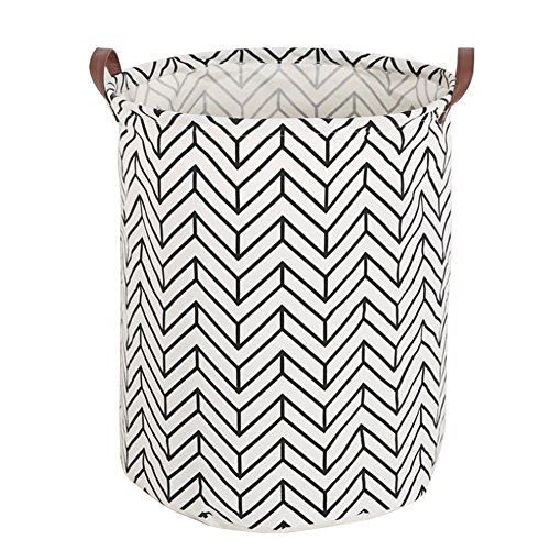 Fyore Collapsible Laundry Baskets - Laundry Hamper 19" Waterproof Round Cotton Linen Laundry Bin, for Toy,Clothes,Laundry Bin (Arrows)