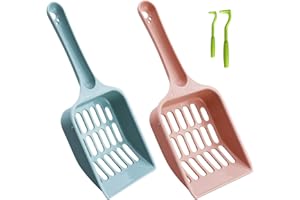 AMANDELIZABE Pala Lettiera Gatto 2 Pezzi Pala Lettiera per Gatto Pala Profonda Gatto Lettiera Scoop Paletta Plastica Gatto Scoop di Lettiera Pala Lettiera Gatto per Animali Domestici, Con 1 Taglio, Chip