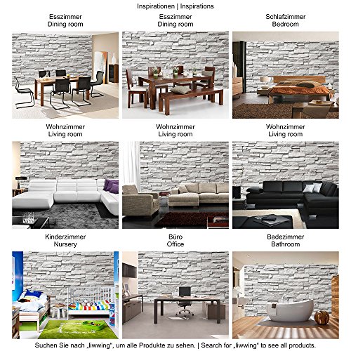 Vlies Fototapete 400×280 cm PREMIUM PLUS Wand Foto Tapete Wand Bild Vliestapete – NOBLE GREY STONE WALL – Asian STONE WALL Steinwand Steintapete Wand Wandverblender Asia Steine – no. 019 - 5