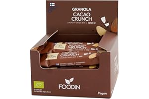 ‎FOODIN FOODIN Bio Granola Riegel Schokolade 12er pack Cacao Crunch, gesunder Snack für unterwegs, 100% biologisch, glutenfrei und milchfrei (12 x 40g)
