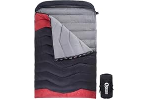 QEZER Double Sleeping Bag for Adults, Lightweight Down Sleeping Bags for 3~4 Season Camping, Hiking,Backpacking Outdoor Filled 600+FP Down