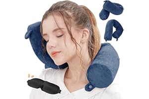 Hxcxrst Reisekissen - Memory Foam Nackenkissen Stützkissen für Nacken-, Kinn-, Taillen- und Beinstütze - geeignet für Heimreisen, Flugzeug, Bus, Bahn, verstellbar.（Navy blau）