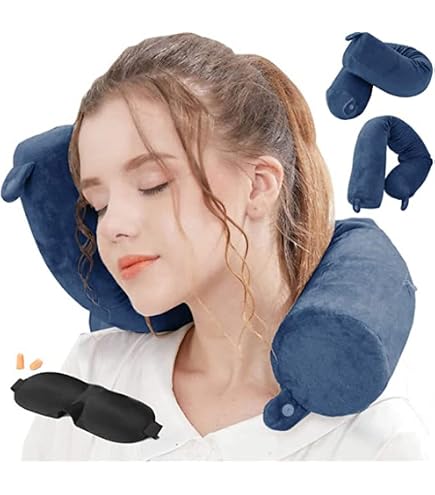 Cuscino Viaggio Riempibile, Cuscino da Viaggio Imbottibile con la Benda, Cuscino Cervicale Imbottito con Vestiti, Multifunzionale a Forma di U Collo da Viaggio per Viaggiare in Auto o in Aereo