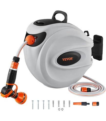 DEMA Avvolgitubo Automatico Ad Aria Compressa – 30 Metri, Pressione Max 17 Bar, Per Officina E Fai Da Te