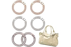 JAWUZ Moschettone Rotondo con Strass 35mm 6 Pezzi Argento e oro Gancio Borsa Clip Portachiavi Anello DIY Accessori Decorazione Borse Zaini Cinghie Bagagli Portafoglio Gioielli Fai da Te Regalo