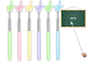 AGOGUE Lot de 6 pointeurs extensibles en acier inoxydable pour enfants - Colorés - Pour enseignants, démonstrations, conférences, lectures (couleurs aléatoires)