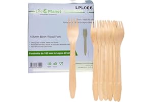 LIFE PLANET® 300 Forchette In Legno, Posate Usa e getta, Biodegradabili e Compostabili, Stoviglie Monouso 100% Naturali