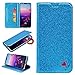 Produktbild Sycode Glitzer Schutzhülle für Huawei P20 Pro,Flip Hülle für Huawei P20 Pro,Luxus Noble Bling Glitter {Be Loved} Herz Entwurf Pu Leder Schutz mit Kartensteckplätzen Standfunktion Ständer Handyhülle Folio Tasche Case Cover für Huawei P20 Pro-Blau